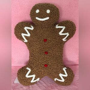 Pottery Barn NWT Mr. Spice Gingerbread Man Brown Teddy Faux Fur Pillow